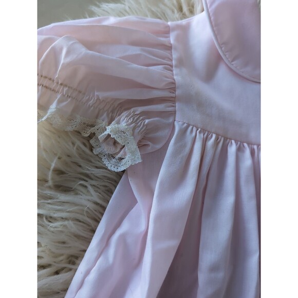 Vintage Bryan Pale Pink Lace 2T Pinafore Ruffle Short Sleeve Christening Dress - Picture 10 of 11